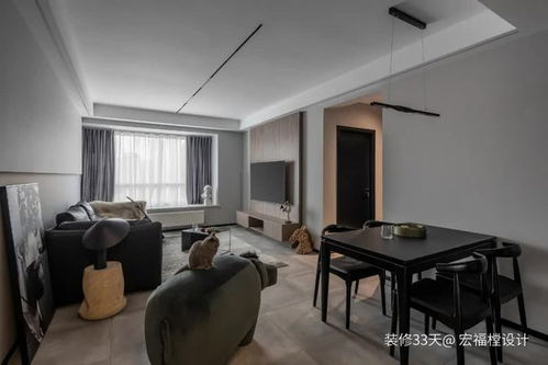 装修设计 高级灰无主灯,92平现代简约三房改二居